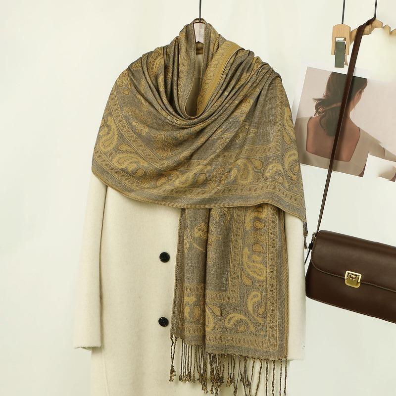 

Богемный этнический шарф с фениксом женский жаккардовый шарф с бахромой длинный шарф дорожный универсальный платок шарф с ретро-узором