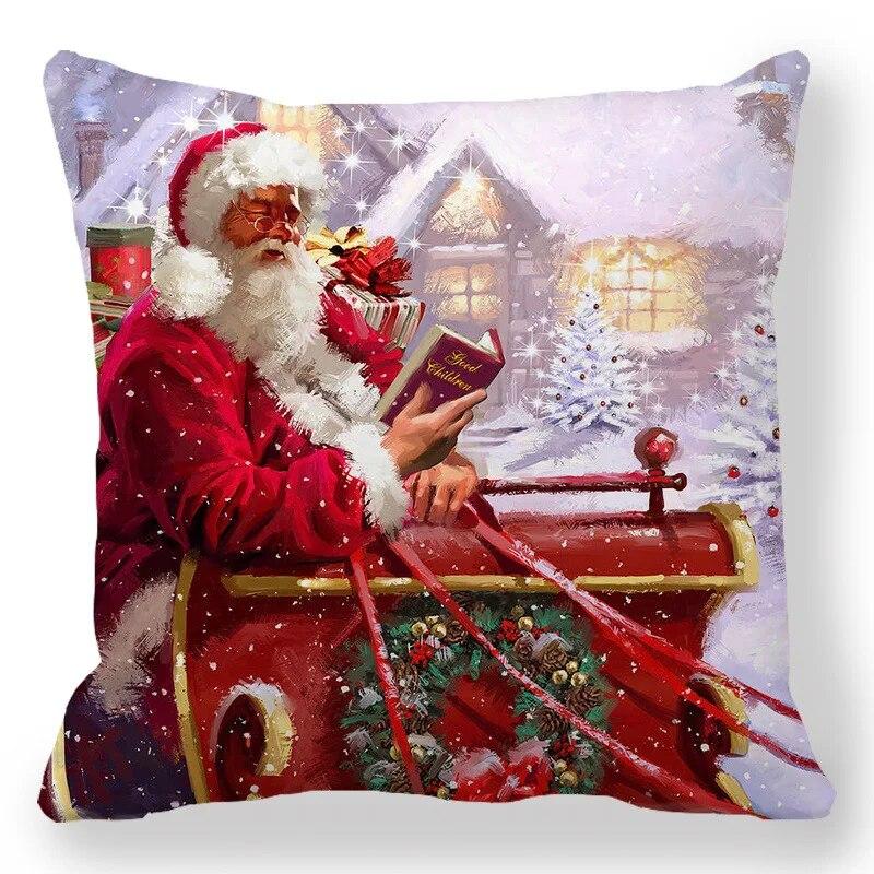 Santa Claus Home Decor Gedruckt Kissen Fall 2024 Neue Jahr Weihnachten Schlafzimmer Wohnzimmer Sofa Dekoration Kissenbezug Kissen Abdeckung
