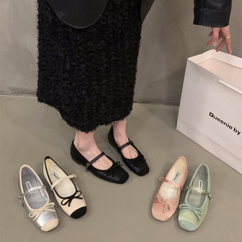 2025 Spring and Autumn New Flat-bottomed French Small Fragrant Mary Jane Single Shoes Women's Shoes Square Head Ballet Shoes