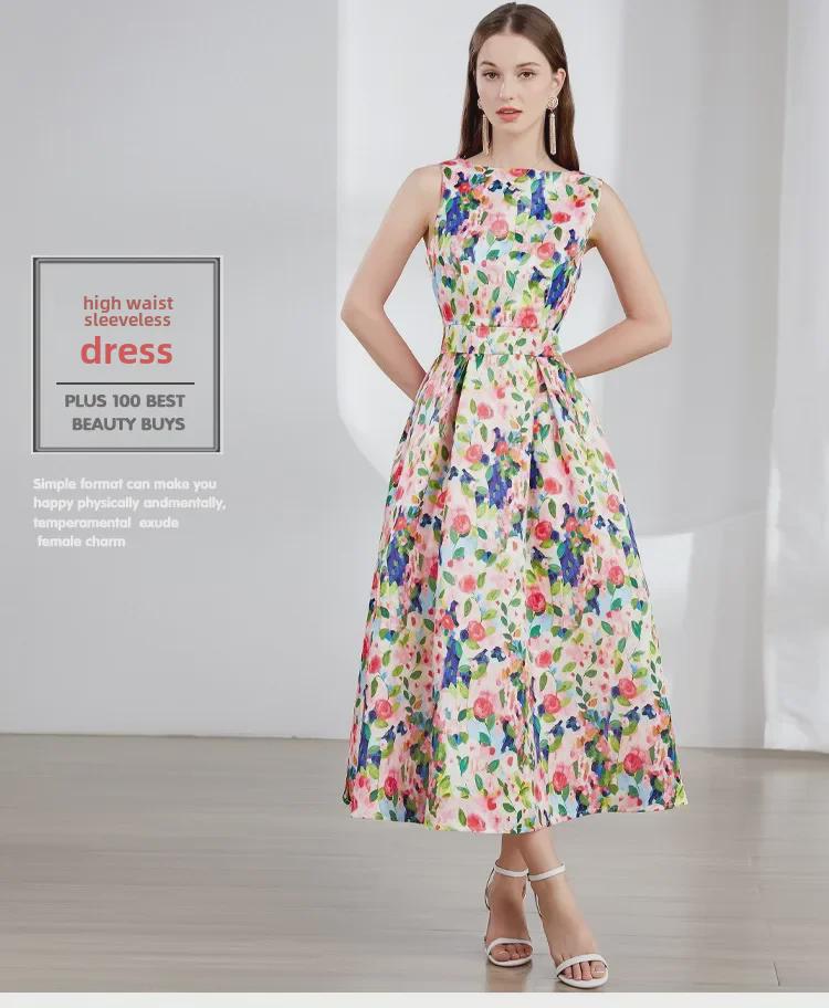 2024 Sleeveless High-Waist A-Line Skirt with Three-Dimensional Tailoring