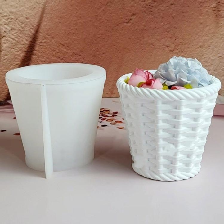 Flexible Silicone Candle Mould For Customes Basket Weave Creation Craft Supplies And Decorative Item Crafting