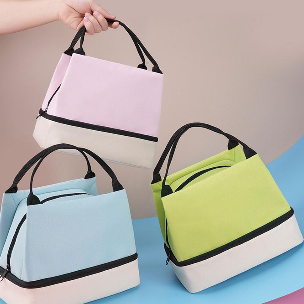 Fashionable Double Layer Lunch Storage Bag for Hot and Cold Meals Sturdy Oxford Materials for Work and Outdoor Use