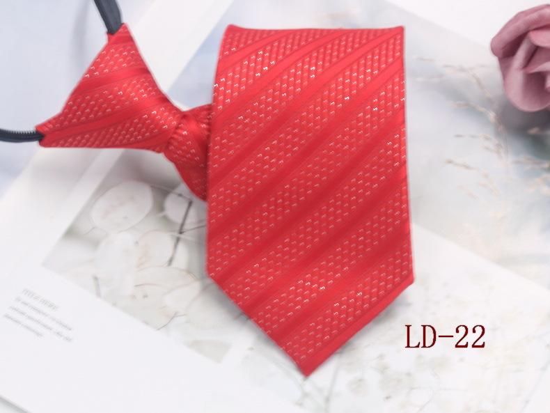 Gravata masculina com zíper para negócios, 8 cm, listras vermelhas e pretas