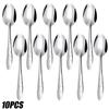 10 pezzi Cucchiaio in acciaio inox Ramen Noodles Cucchiaio da tavola Cucchiaio per insalata di riso Cucchiaio per mescolare Casa Cucina Stoviglie Utensili da cucina