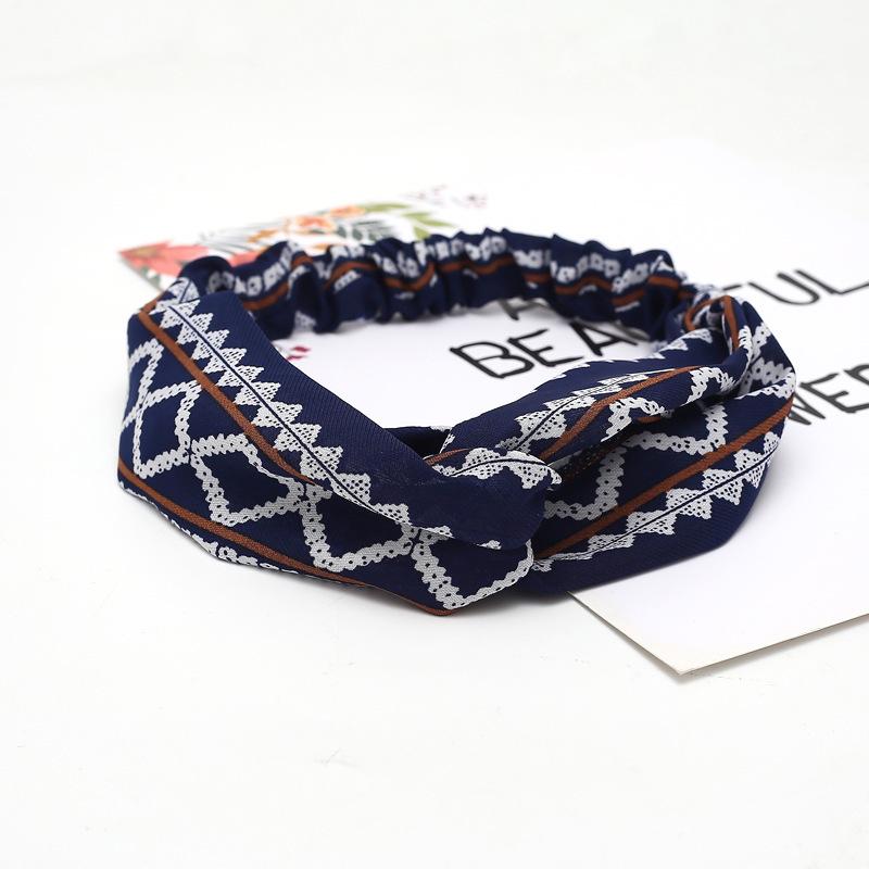 Women Girls Summer Bohemian Hair Bands Print Headbands Retro Cross Turban Bandage Bandanas HairBands Hair Accessories Headwrap