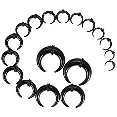 WKOUD 18 Pièces Taper Pinces Septum Acrylique Forme C Kit Taper Oreille Buffalo Anneaux Dilatateurs d'Écartement pour Piercing Nez Oreille