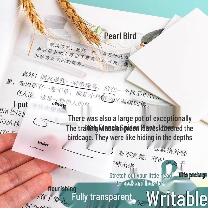 Japanese-Style Transparent Sticky Notes: Waterproof, Writable, Quick-Drying Memos for Students