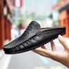 Fashion Leather Half Shoes for Men Mens Mules Casual Man Loafers Slipper Moccasin Backless Casual Footwear for Daily Indoor Outdoor