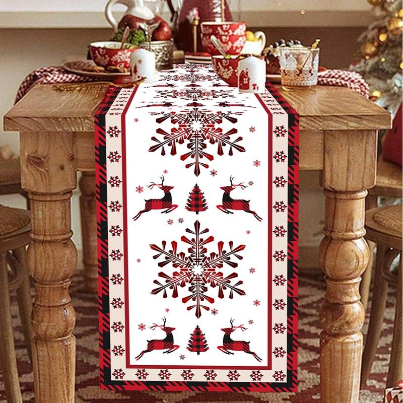 Christmas Elk Table Runner Christmas Decorations For Home 2026 Navidad Natal Xmas Table Decor Gifts Happy New Year Tablecloth