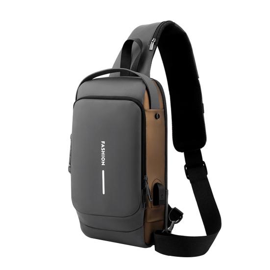 Anti-theft Crossbody Bag Shoulder Backpack with USB Charging Port Waterproof Sports Sling with Lock for Men And Women Travel Camping Daily Use