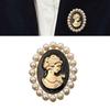 Victorian Style Alloy Cameo Brooch With Crystal Rhinestones Pearls Women Fashion Jewelry Decorative Lapel Accessory