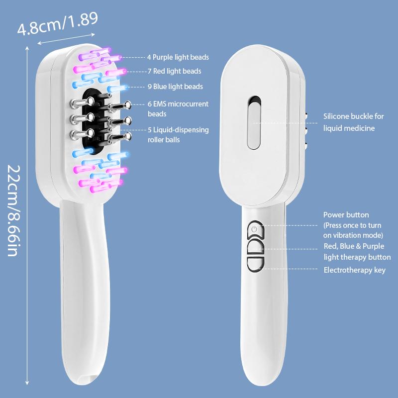 Red Blue Light Electric Scalp Massage Comb EMS Vibration Therapy Hair Growth Anti Hair Loss Care Brush Oil Applicator