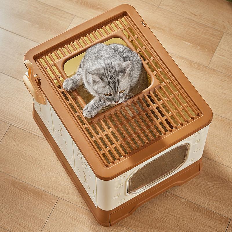 Extra Large Enclosed Cat Litter Box with Deodorizing, Anti-Splash, Foldable Pull-Out Design