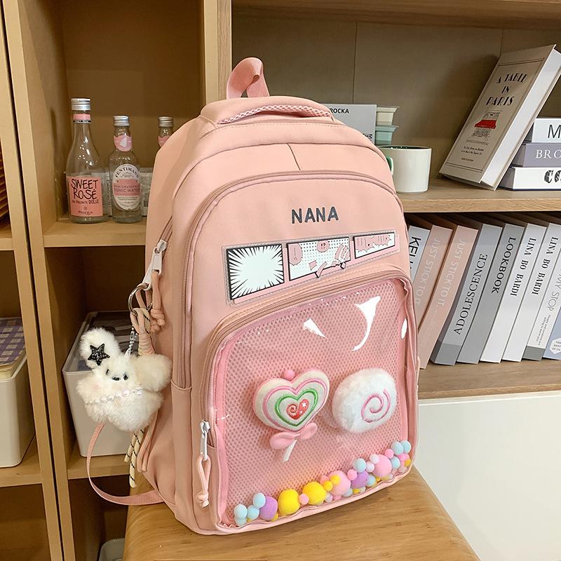 Schoolbag Light Pain Bag School Bag Large Capacity Backpack Ultra Light Girls Bag Pain Bag Junior High School Second Dimensional Girls Wind Backpack