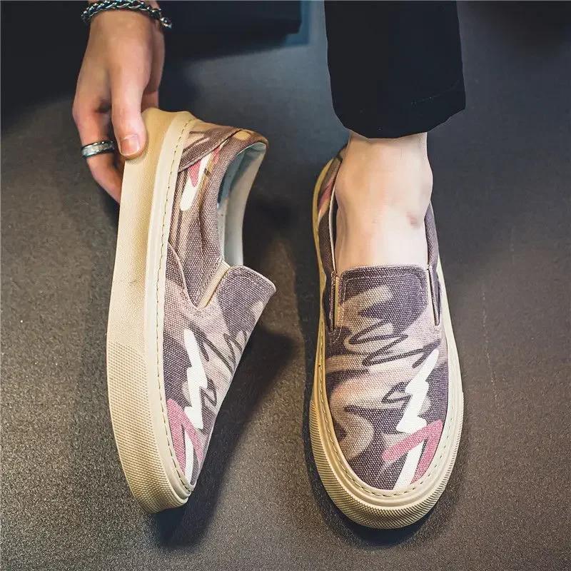 Summer Canvas Sneakers Male New In Men's Vulcanize Shoes Autumn Korean Style And Cheap Size 45 Slip-ons Designer Luxury Work 44