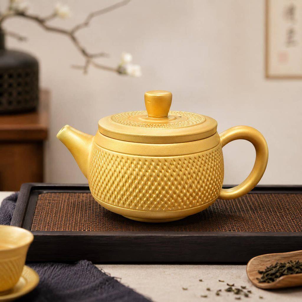 New shell burnt gilt brewing teapot handmade Hanwa Fengming pot large household kung fu tea set tea brewing single pot B9