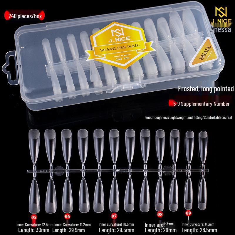 Dual-Use Seamless Transparent Frosted Nail Tips - Extendable Flat/Arc Design