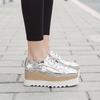 Women Korean‑Style Patent Wedge Pumps, Square‑Toe Star Decor Platform Thick‑Sole High Heel Shoes, British‑Inspired Versatile Casual Daily Footwear