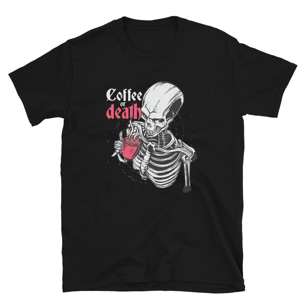 Coffee Skeleton Coffee Or Death Classic Style T-Shirt 3XL