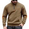 New Autumn/Winter Heavyweight Fleece-Lined Men's Patchwork Zipped Stand-Up Collar Sweatshirt for Outdoor Sports