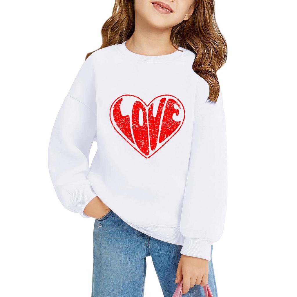 Mädchen Rundhals-Pullover für Kinder Bedruckte Baby-Oberteile Valentinstag