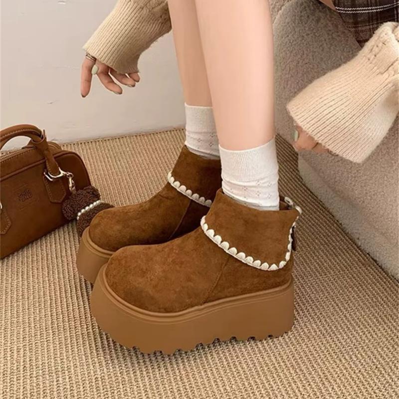 Suding's Small Muffin Thick-soled Short Boots for Women's 2025 Autumn and Winter New Fashionable Versatile and Thin Martin Boots