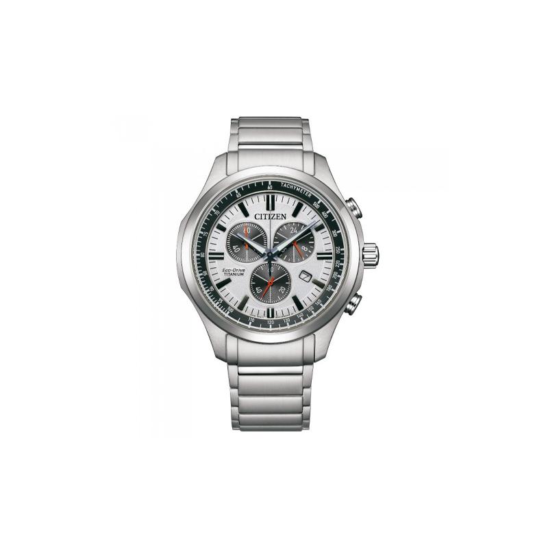 CITIZEN 100 meters waterproof solar Quartz titanium strap 43mm unisex white dial AT2530-85A синий