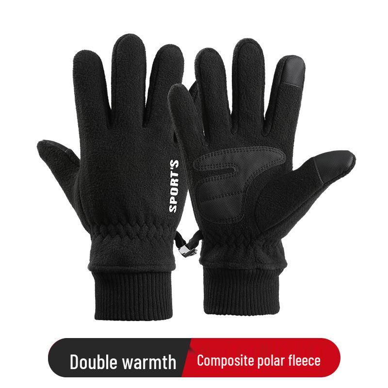 

Men s Windproof Double-Sided Fleece Cycling Gloves - Touchscreen, Non-Slip Winter Gloves One Size сірий колір