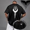 Cotton Mens T-shirt Printing Casual Short Sleeve Outdoors Fitness Sports Jogging Loose Tees Black White Running T-shirt Summer