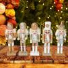 Stylish Nutcrackers Display Ornament Unique Wood Nutcrackers Desk Decoration with Gold and Silver Highlight for Party