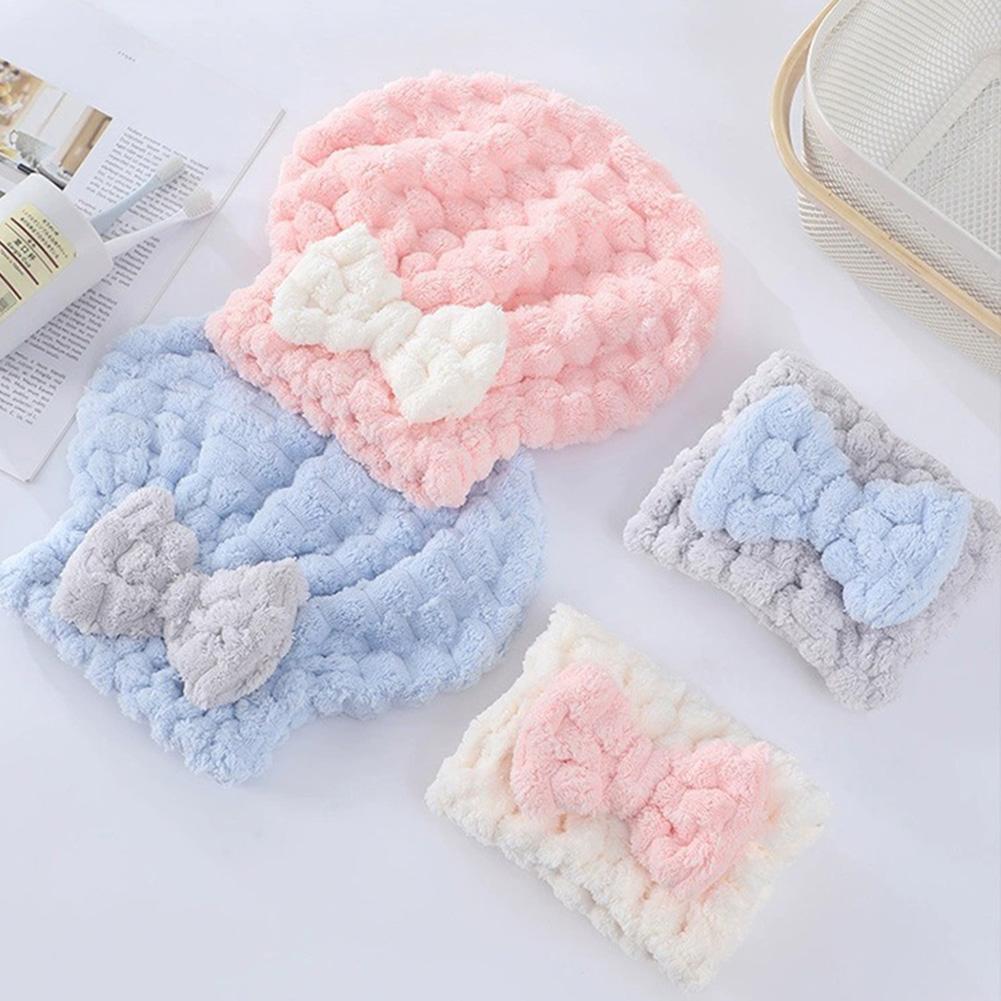 Dry Hair Towel,Ladies Bow Style High-Efficiency Water Absorbing Dry Hair Cap,Quick-Drying Hair Cap,Shower Cap Bath Accessories