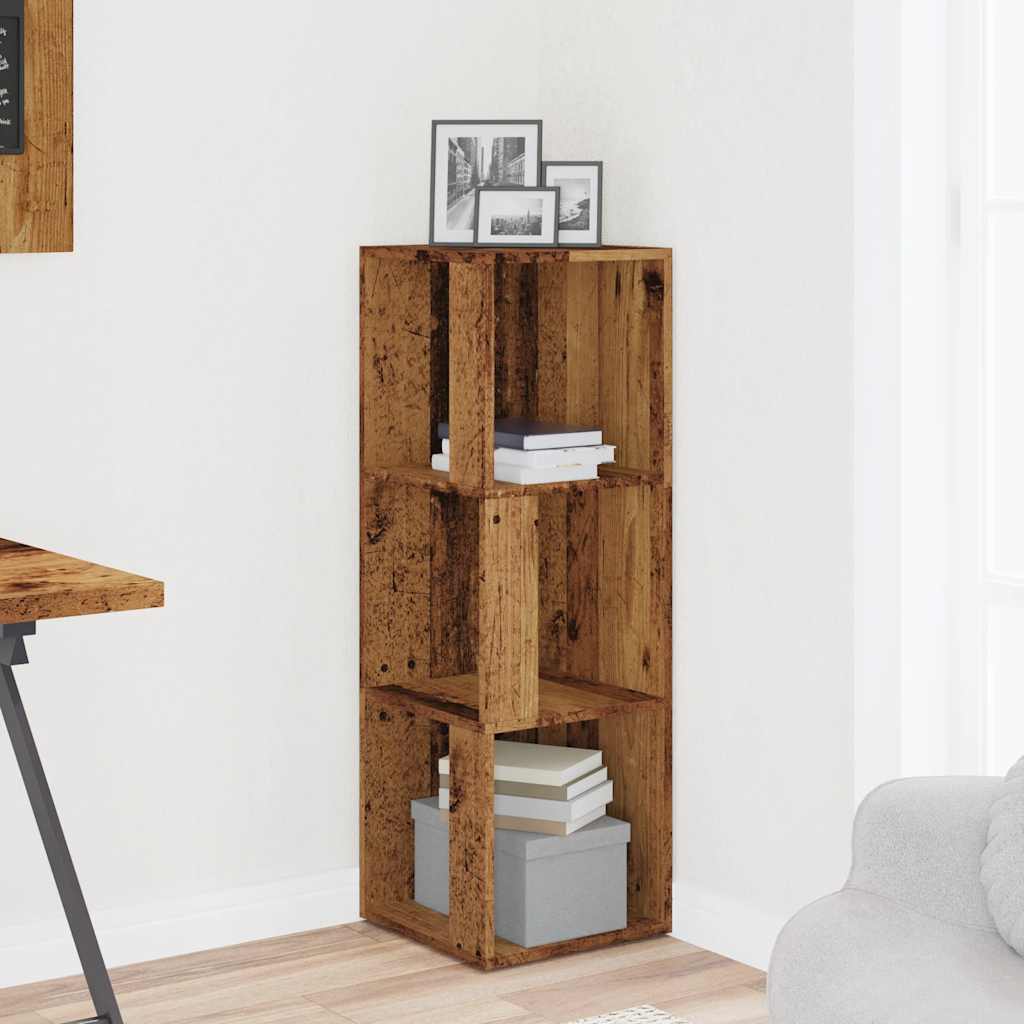 Corner Shelf Vintage Wood Look 33 X 33 X 100 Cm Engineered Wood