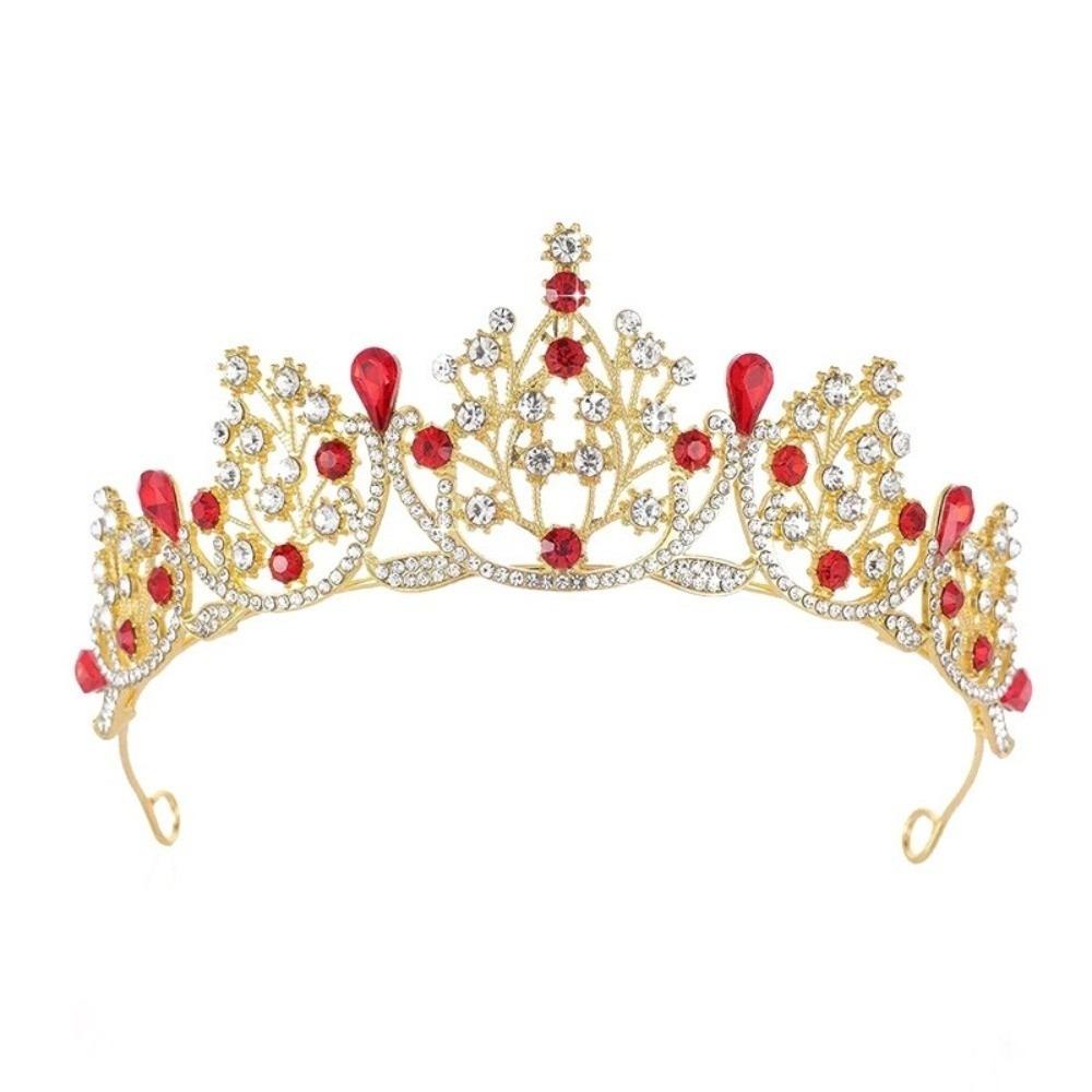 

Metal Princess Tiara Gold Rhinestone Crown Exquisite Baroque Crown Girls красный/золотой