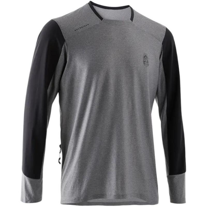 

DECATHLON Color-Blocking Fitted Pullover Long Sleeve T-Shirt Men s Zinc Grey 2XL