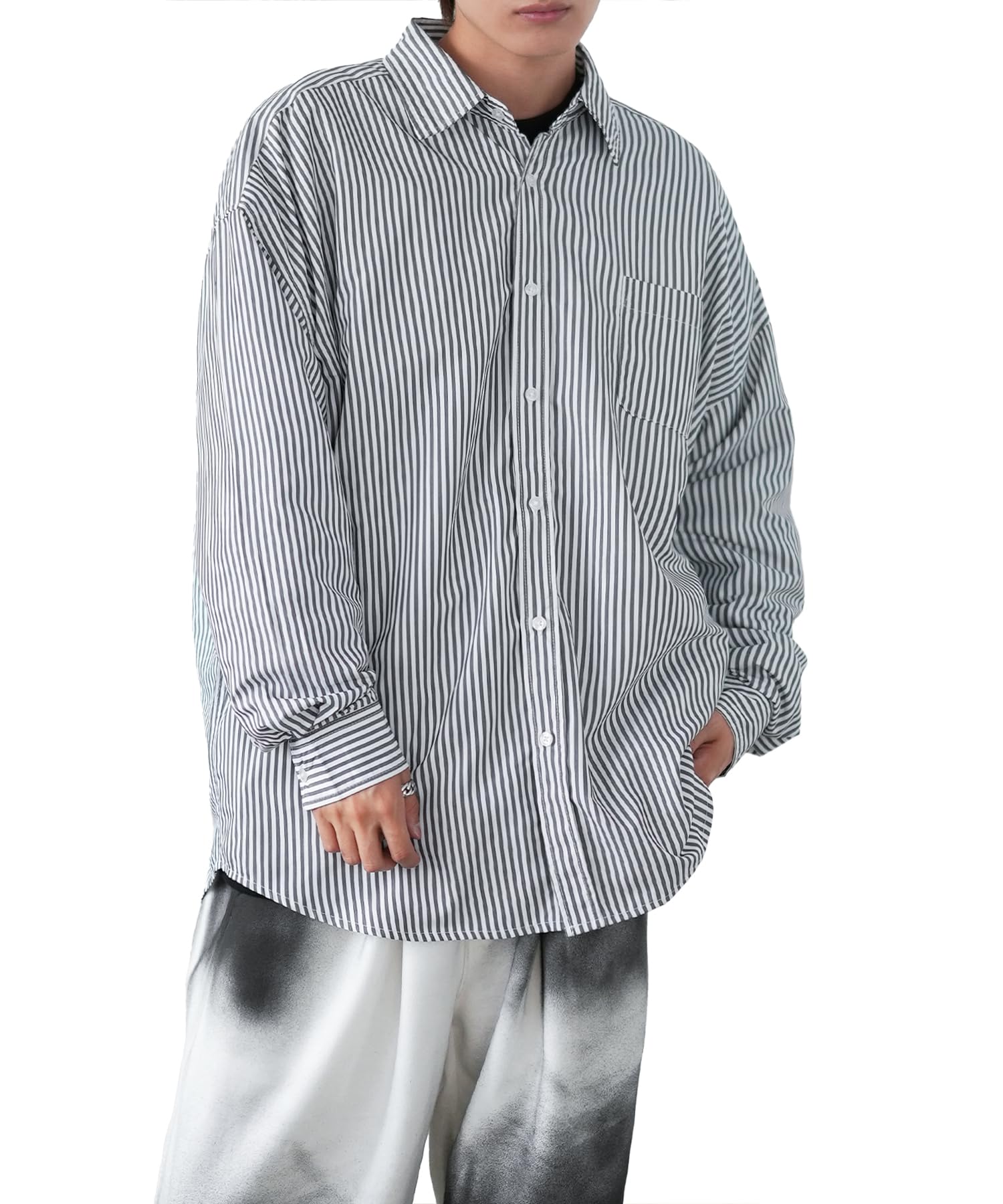 

[УЛУЧШАЕТ] [NULL] Полосатая рубашка с длинным рукавом