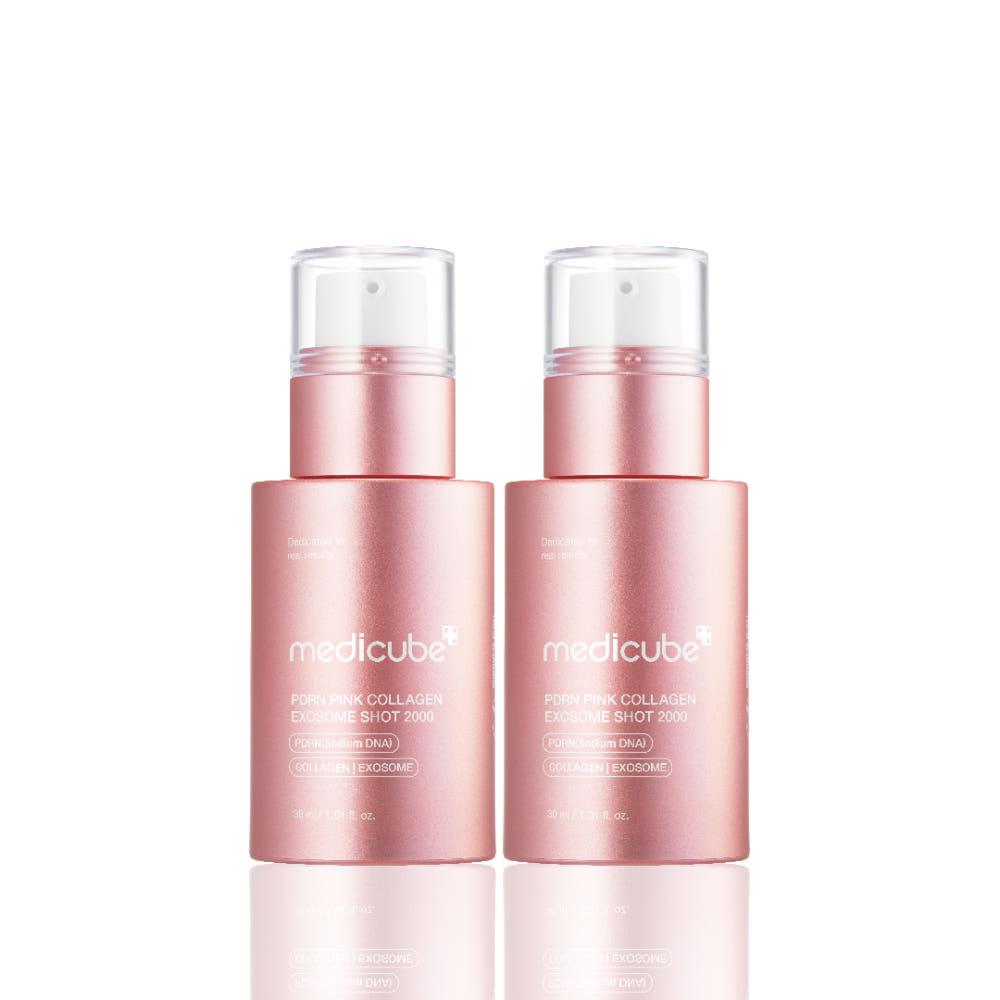 Medicube Pink Exosome Shot 2000 Ampoule Double Set (30ml x 2) – Texture Refining, Glass Skin Radiance and Elasticity Boosting Facial Serum