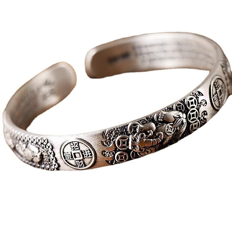 Armbånd for Mantra Hjerte Pixiu Kobber Beskyttelse fra God Guddommelig Mote Gave Kvinner, Sølv, Armbånd, Sutra, Amulett, Buddhisme, Gravert, Armbånd,