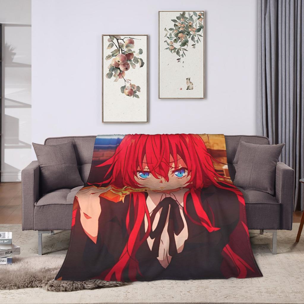 Rias grimory High School DxD Anime Flannel Blanket  Throw Blanket for Home Decor Picnic Novelty Bedspread Sofa Bed Cover