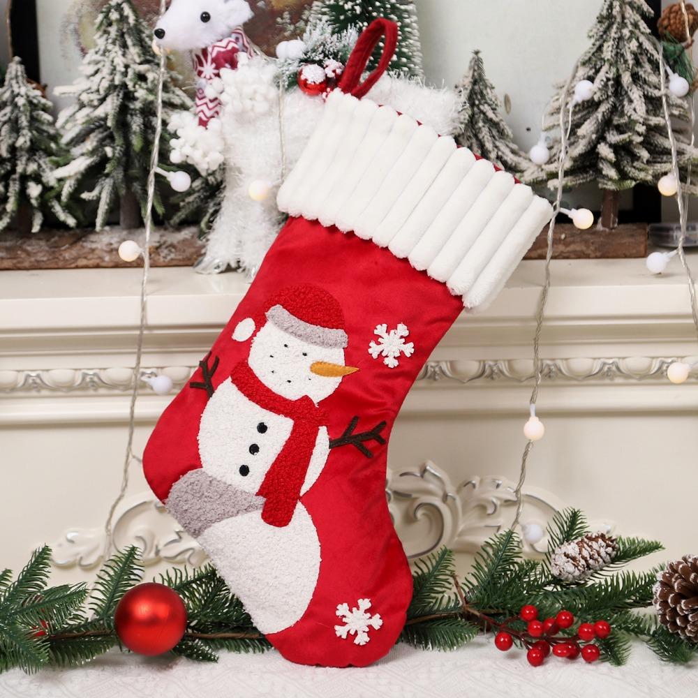 Hanging Santa Socks Reusable Candy Holder Modern Embroidery Christmas Stocking Children