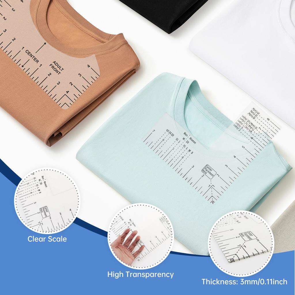 10 Pcs Vinyl Alignment Ruler Set Heat Press Logo Placement PVC Acrylic Guides T-shirt Craft Sewing Tool Kit