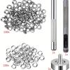 Oogjes Tool Kit 100 Sets Oogjes 6mm Binnendiameter Zilver voor Kleding Schoenen Tas Leerambachten Kledingaccessoires.
