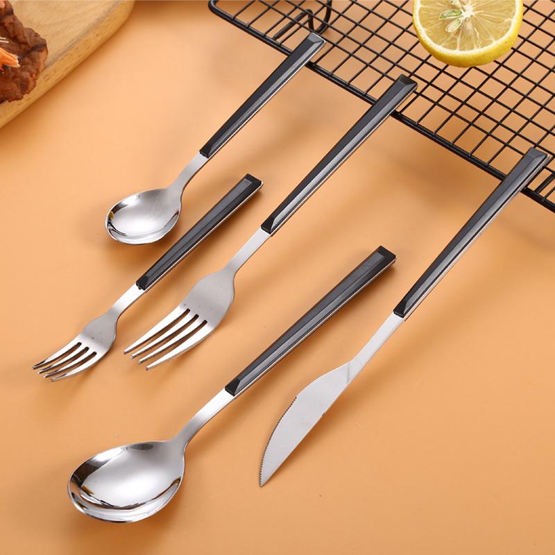 30pcs Dinnerware Set Imitation Wooden Handle Gold Cutlery Set Marble Stainless Steel Knife Fork Spoon Tableware Cutleries Sets