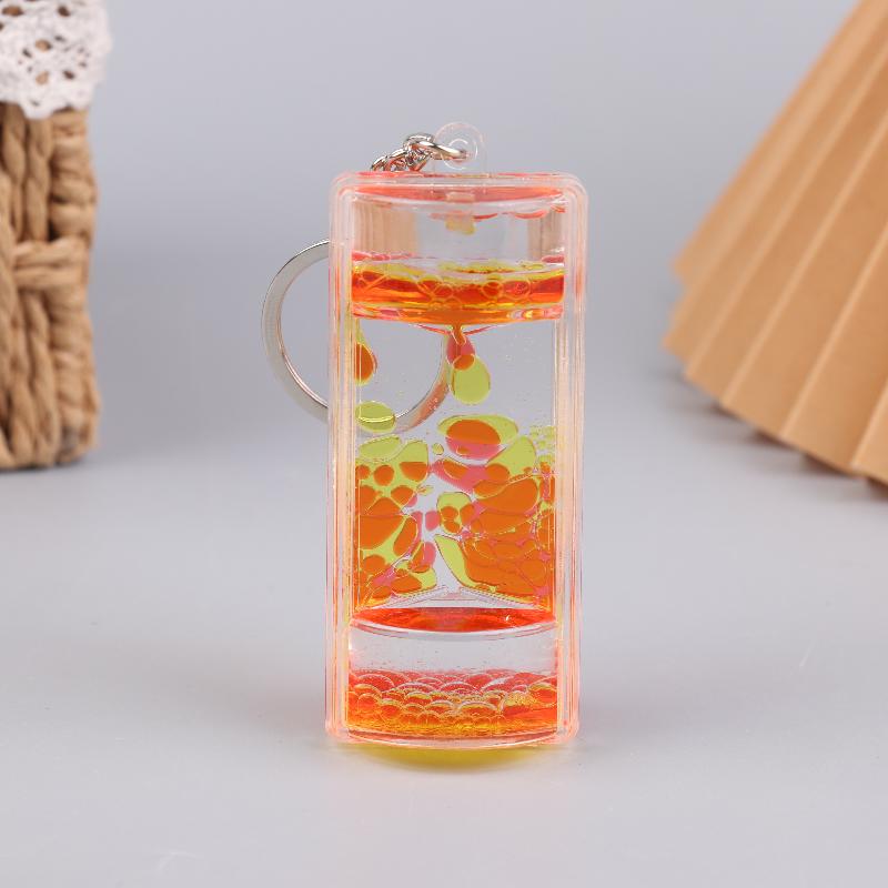 Dynamic Liquid Timers Key Chain Colorful Motion Bubbler Hourglass Keyring Bag Charm Decor