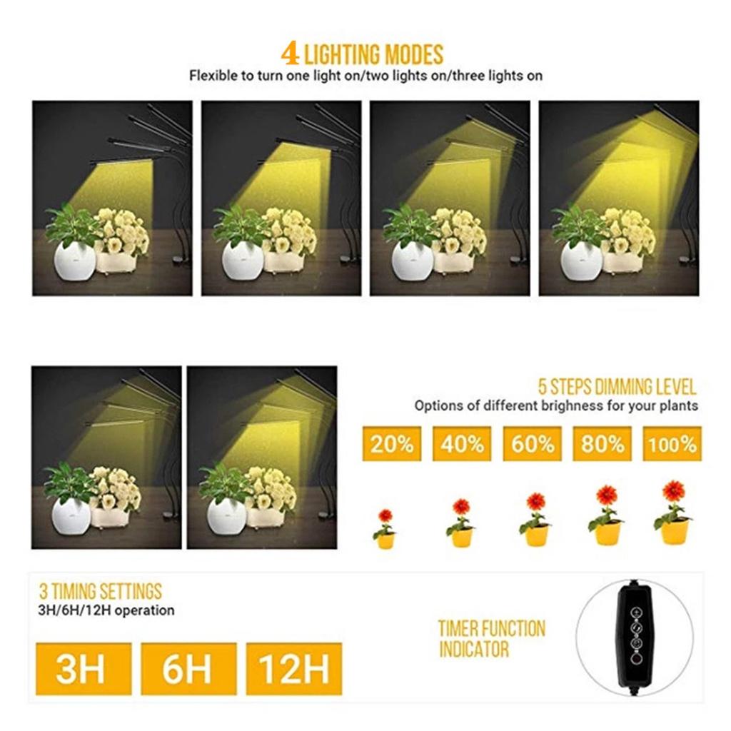 5V Full Spectrum Plant Light with Adjustable Tripod Stand Red Blue Floor Grow Lamp LED Grow Lights for Indoor Plants