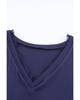 Azura Exchange Ribbed Texture V Neck Long Sleeve Top