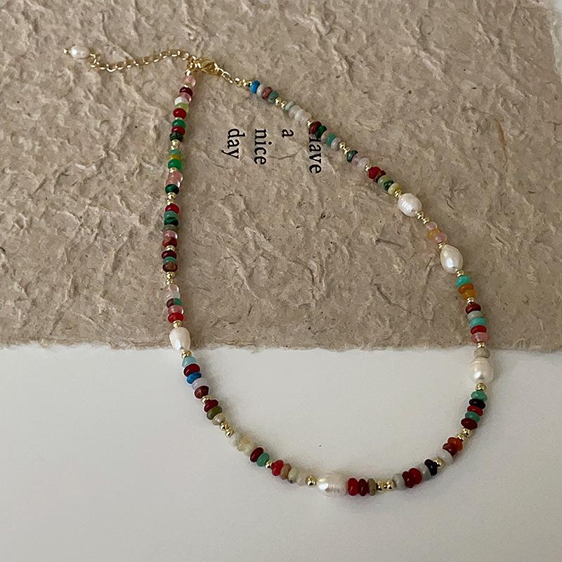 

Легкое роскошное высококачественное цветное жемчужное ожерелье с бусинами, женское ретро, элегантное, индивидуальное, модное, универсальное, цепочка на шею, цепочка на ключицу