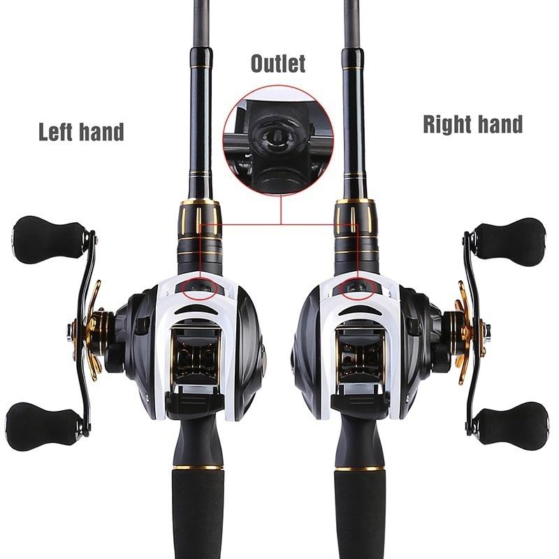 Baitcasting Fishing Combos Set Carbon Fiber 4 Section  Power Casting Rod 9+1 BB Bass Fishing Tackle