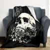 1pc Skull Flowers Lightweight Flannel Blanket, Comfortable and Warm Blanket, for Office and Camping Sofa Bed, Livingroom113