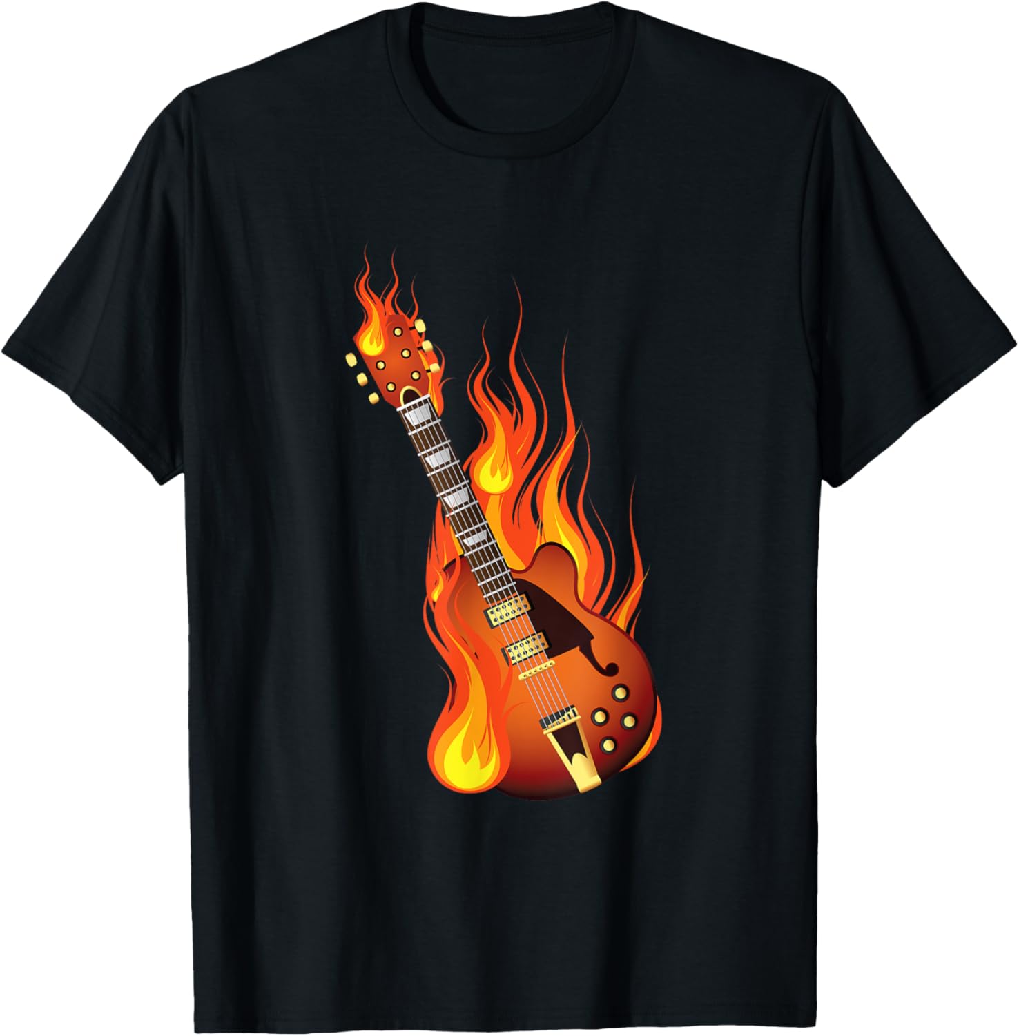 Burning On Fire Rock Guitar Heavy Metal Music Gift T-Shirt Unisex T-Shirt M
