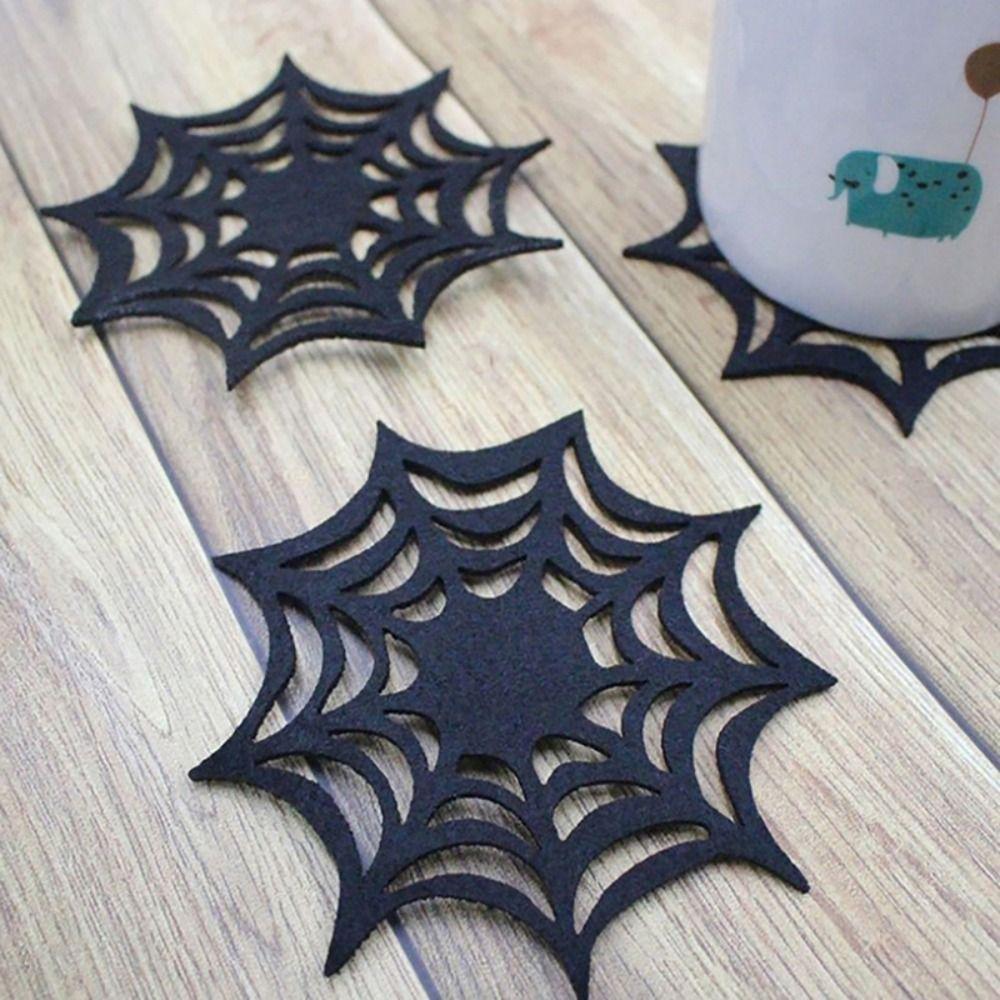 6pcs Heat Resistant Spider Web Coaster Hollow Spider Web Cup Mat Spider Web Cup Pad  Halloween